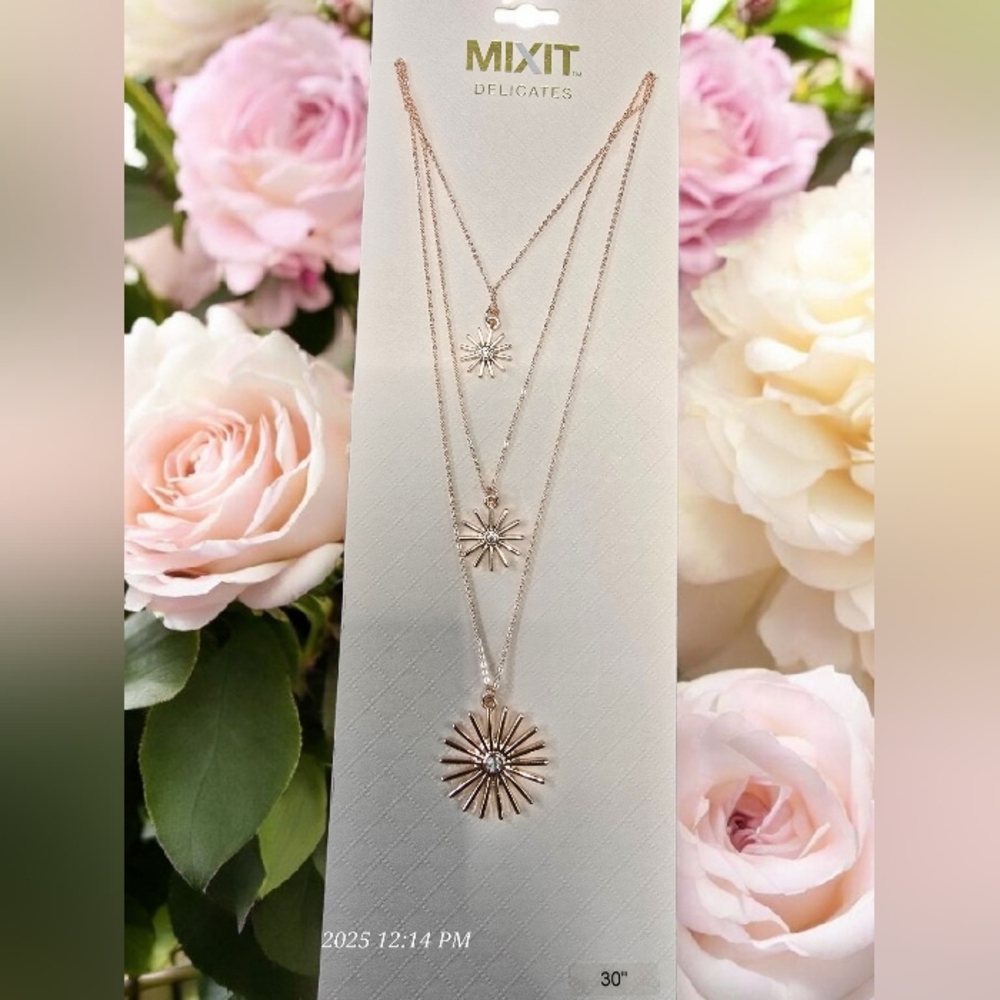 Mixit Gold Triple Sunburst Necklace Set